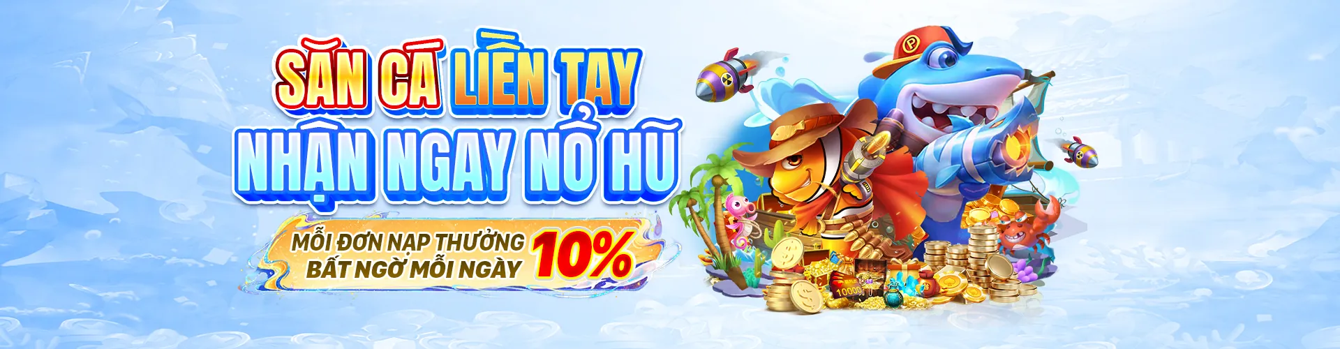 Hình ảnh game bắn cá f1680 web với đồ họa 3D sống động, nhiều loại cá và kho báu dưới đại dương